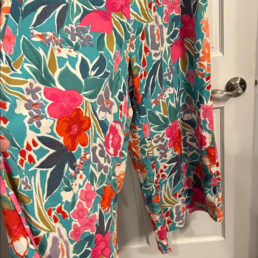 BloomChic Floral Jumpsuit - Pink, Orange, Green, Blue size 2X 18/20 NWT wide leg - Picture 2 of 10